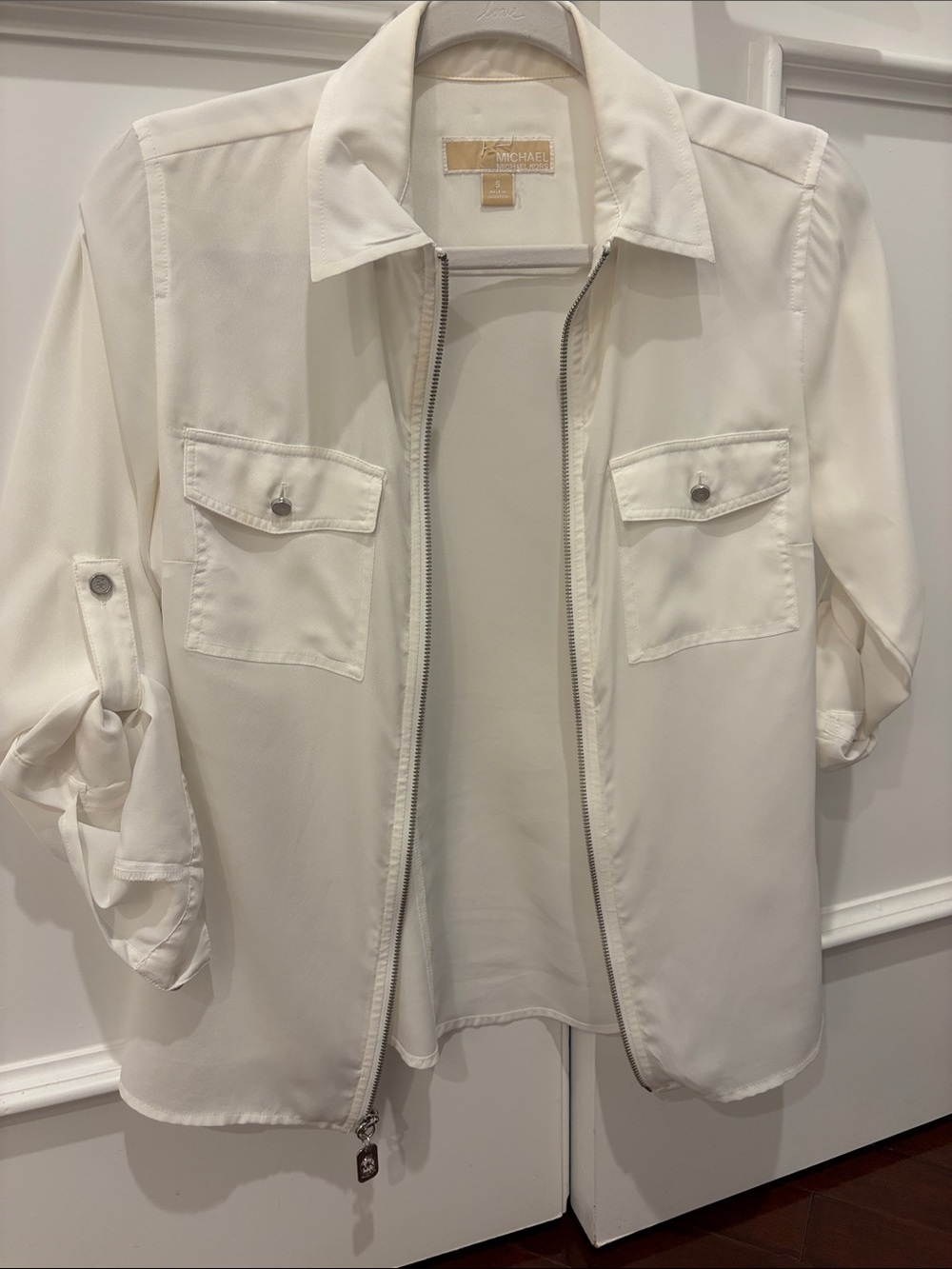 Michael Kors Cream Zip Utility Jacket